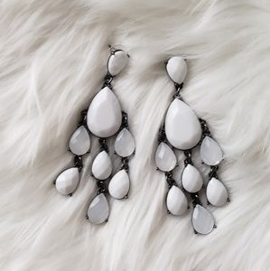 White Chandelier Earrings